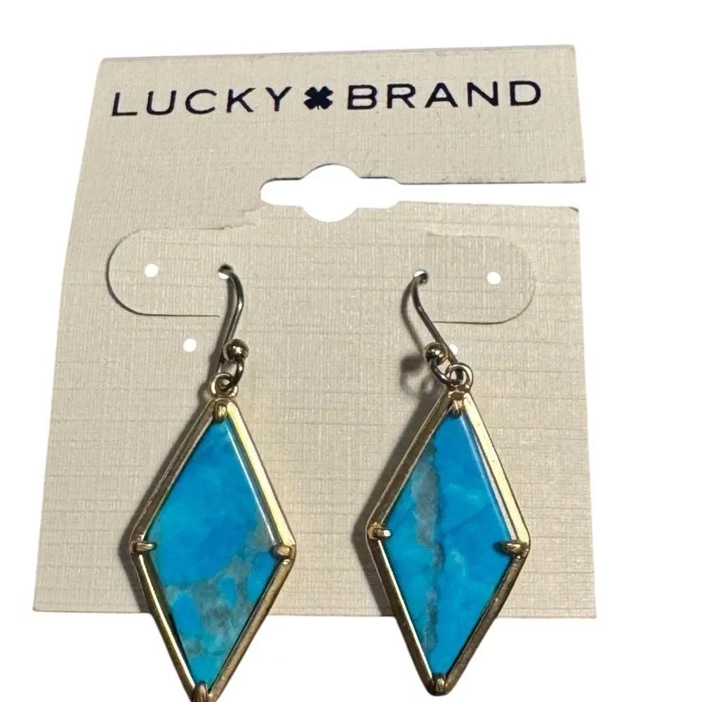 Lucky Brand Blue and Gold Geometric Earrings